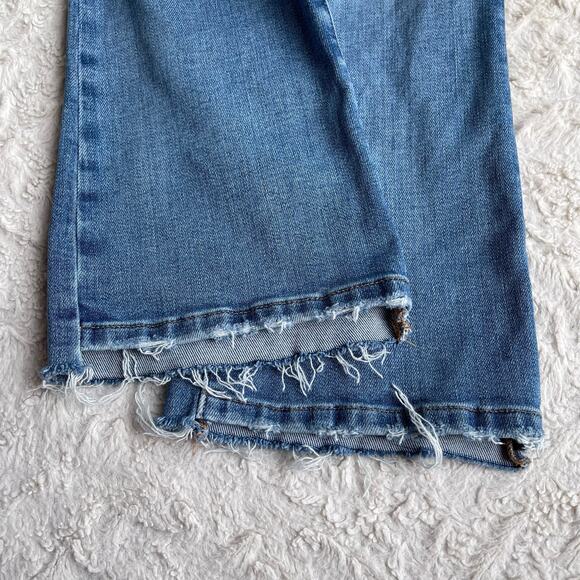 Good American good legs crop mini boot jeans kick crop flare bootcut distressed - Picture 7 of 14